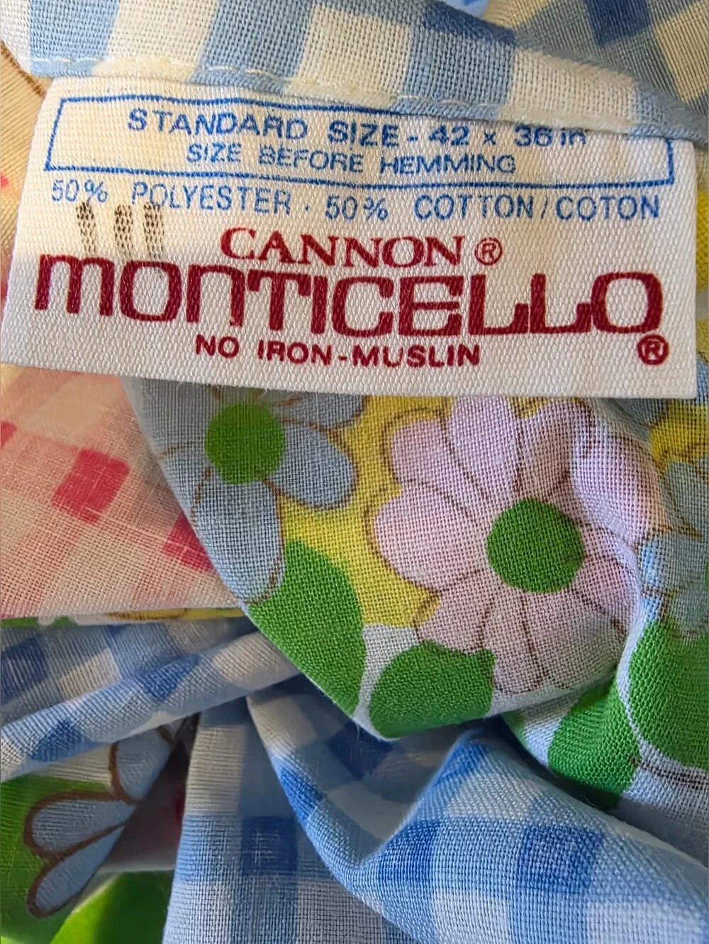 2pc Vintage Cannon Monticello Floral Flower Muslin Pillow Cases